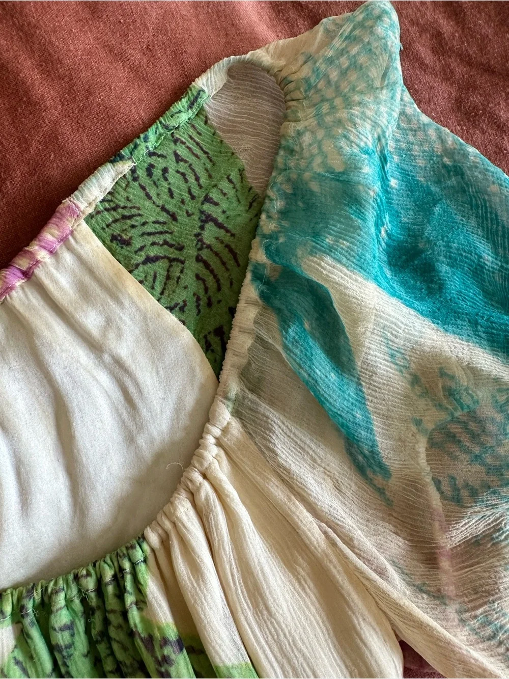 DVF Blouse with Pink and Green Watercolor Print